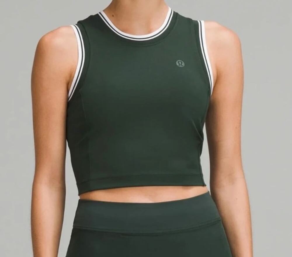 LULULEMON Varsity Scoop Neck Cropped Tennis Tank Legacy Green 6 NWT